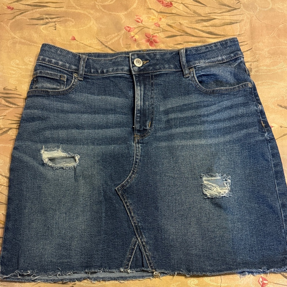 Maurices Blue Distressed Denim Mini Skirt